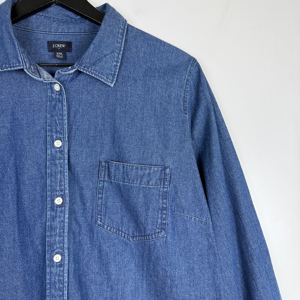 J.Crew Womens Denim Shirt Button Up Blue Signature Fit Cotton - 2XL XXL - Picture 2 of 9